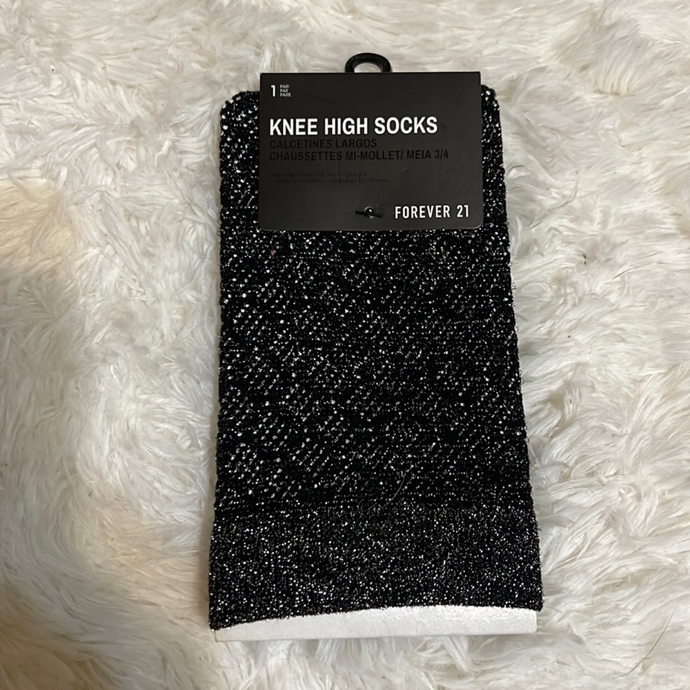 Black Sparkly Knee High Socks